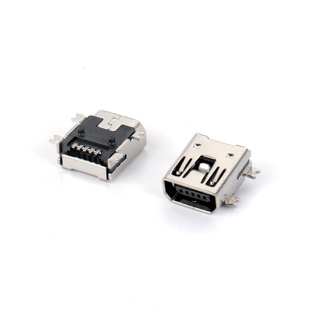 02OT-1103 MINI USB 5F SMT AB型四腳全貼 雙卡點 有柱